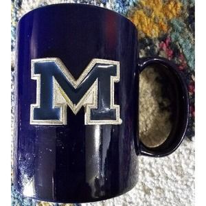 UofM University Michigan Mug - Blue Yellow 3D Raised M Logo